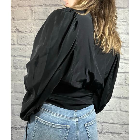 Stunning A.L.C. Silk Poet Sleeve Wrap Blouse - Picture 4 of 12